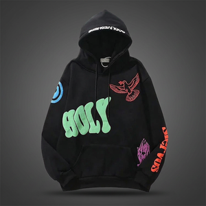 Sweat-shirt à capuche personnalisé pour homme, respirant, en mousse, pull-over brodé en 3D, streetwear d'hiver, coupe décontractée, numérique, 100 % bambou - Product Image 2