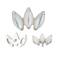 Bijou de corps classique : Stud d'oreille en pierre naturelle, Labret en titane avec 3 éléments CNC, et Anneau de lèvre à filetage interne Marquise