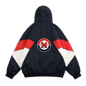 เสื้อแจ็คเก็ตบอมเบอร์แบบครอปพอดีตัวสำหรับฤดูหนาว  แบบมีฮู้ด ซิป ¼  กระเป๋าแบบมีฝาปิด  ตกแต่งด้วยผ้าแบบแพทช์เวิร์ค  ลายตัวอักษร  สไตล์วาร์ซิตี้ - Product Image 2