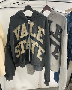 Sweat-shirts à capuche pour hommes avec fermeture éclair, style streetwear, broderie personnalisée, patchwork, impression numérique, lettres, automne - Product Image 2