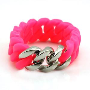 New Arrived Silicon Stainless Steel <b>Bracelet</b> With Curb Versatile Elastic Bangle Twist Energy Cuban Chain <b>Bracelet</b> - Product Image 5