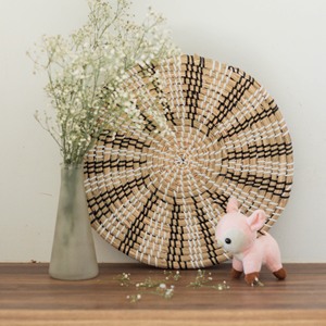 Panier mural en jonc de mer bleu, décoration à fleurs, Style rustique et Vintage - Product Image 1