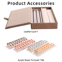 Jeu de Rummy Premium Personnalisable en Cuir PU avec Support pour Tuiles en Acrylique, Boîte de Rangement pour 106 Tuiles, Étui de Jeu de Société pour 2 à 4 Joueurs