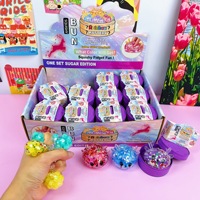Jouet anti-stress à presser en forme de petit cerf de Noël de 5,5 cm avec perles dorées et paillettes éclatantes, boîte surprise sur le thème du vapeur