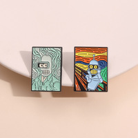 Divertido Pin de Esmalte de Parodia Artística Famosa: Broche de Futurama Bender, la Chica que Grita con un Pendiente de Perla, para Regalos de Fans del Arte