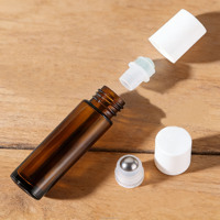 Emballage cosmétique, flacon à bille pour huile essentielle, flacon de parfum en verre rose doré pour crème pour le visage, sérum pour la peau et gouttes pour les yeux avec compte-gouttes