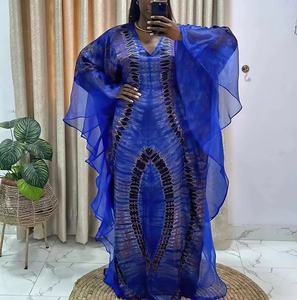 女性用プラスサイズDashiki新デザインエスニックアフリカンファッションプリントローブウエスト調整重工業用テンパメントガーゼ - Product Image 4