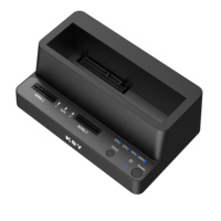 محطة توصيل بلاستيكية بثلاثة فتحات / ناسخة مع تركيب بدون أدوات، سرعة USB تصل إلى 10 جيجابت في الثانية لـ NVMe M.2 SSD و2.5/3.5 بوصة SATA HDD/SSD