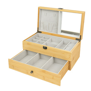 Estuche de Almacenamiento de Joyas de Bambú de Doble Capa, Estuche de Joyas de Alta Calidad con Espejo de Alta Definición, Venta al por Mayor de Estuches de Joyas - Product Image 1