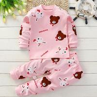 Ensemble de sous-vêtements printemps-automne pour enfants, 100 % coton, anti-humidité, hauts et pantalons de nuit pour garçons et filles, modèle standard