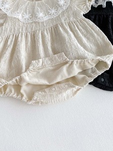 Combinaison d'été <span class=keywords><strong>pour</strong></span> bébé fille de 0 à 24 mois, col en dentelle, manches bouffantes, manches courtes, en coton, style vintage bohème - Product Image 4