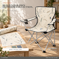 Chaise de plage pliable en gros avec porte-gobelet latéral et logo et motif personnalisés pour le camping nocturne en plein air