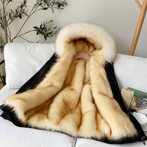 2024 hiver hommes grande taille Parker <span class=keywords><strong>manteau</strong></span> avec doublure en <span class=keywords><strong>fourrure</strong></span> amovible courte fausse <span class=keywords><strong>fourrure</strong></span> de vison col montant méthode de tissage non tissé - Product Image 2