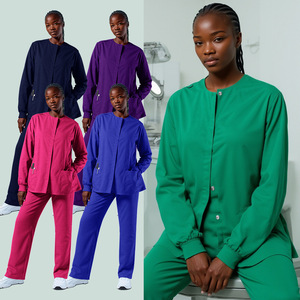 HZMNOI Women's Long Sleeve Casual Jacket Quick Dry Crew Neck For Beauty Salon Lab Medical Use Summer 2023 - Product Image 2