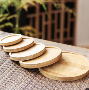 コーヒーティーポットトレイコースターマットを提供する丸い竹のテーブル - Product Image 3