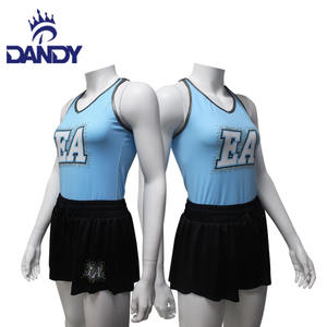 Divise da Cheerleading taglie forti personalizzate blu Navy allegria e costumi da ballo per adulti set di strass per le squadre della scuola di danza femminile - Product Image 6