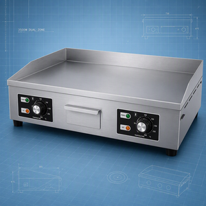 660mm Countertop Electric <b>Flat</b> <b>Top</b> <b>Griddle</b> Stainless Steel Burger Grill Machine 3500W Professional Fry Plate for Fast Food Shop - Product Image 1