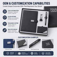 Coffret Cadeau d'Entreprise Personnalisé 4-en-1 avec Logo : Carnet A5, Stylo, Porte-clés en Polyester et Porte-cartes de Visite – Couleurs Personnalisables