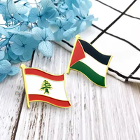 Écusson à revers à motif drapeau croisé Liban Palestine Yémen, prêt à l'emploi, en stock, avec autocollants 3M