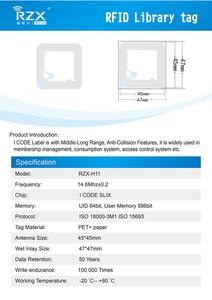 50*50mm 패시브 HF <span class=keywords><strong>RFID</strong></span> 방수 PET 습식 상감 롤 ICODE SLIX 인쇄 ISO15693 북 스티커 문서 용 <span class=keywords><strong>RFID</strong></span> 라이브러리 태그 - Product Image 6