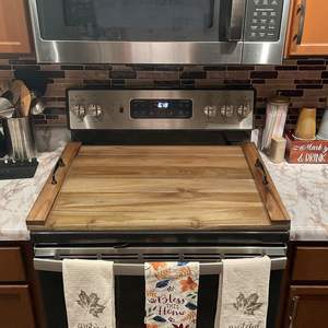 Plaque de couverture de cuisinière en bois d'acacia pour brûleurs à <span class=keywords><strong>gaz</strong></span> et cuisinière électrique pour comptoir de cuisine - Product Image 6