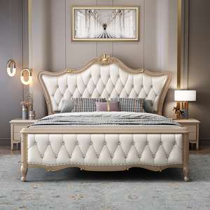 <span class=keywords><strong>Cama</strong></span> King tapizada de estilo europeo de lujo <span class=keywords><strong>con</strong></span> <span class=keywords><strong>respaldo</strong></span> <span class=keywords><strong>acolchado</strong></span> suave y Marco tallado - Product Image 1