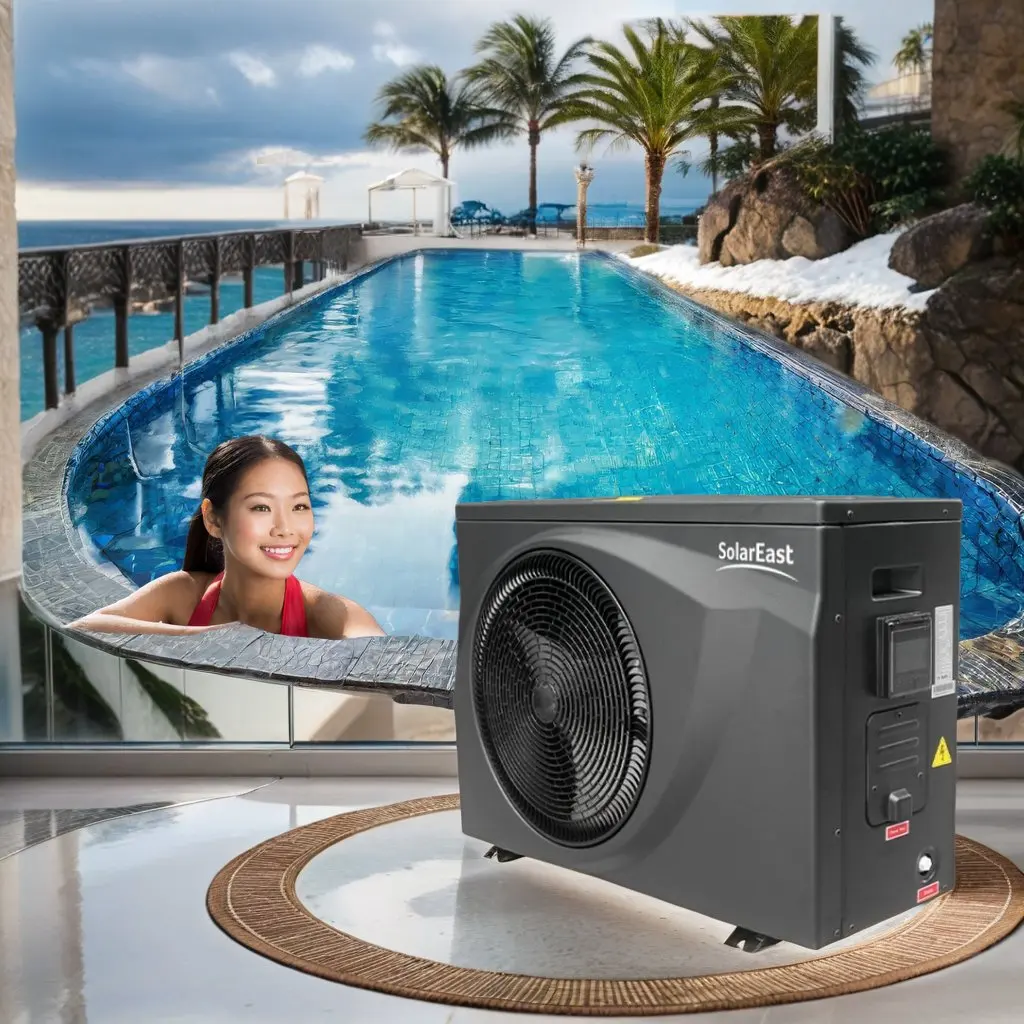 Aquecedor de água para piscina com inversor New Energy R32 DC, bomba de ar para piscina, aquecedor de água