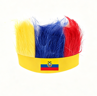 Perruque bandeau drapeau espagnol, perruque synthétique colorée aux couleurs du drapeau national, casquette perruque pour supporters de football, idéale pour les fêtes sportives et les manifestations.
