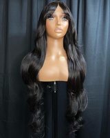 Bob pendek Burgundy 4x4 transparan renda penutupan Wig dengan poni rambut manusia Wig dengan pinggiran Murah Kualitas Bagus Untuk hitam wanita