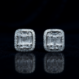 Orecchini di Lusso in Oro Bianco con Diamanti Taglio Smeraldo Colore D Diamanti Naturali Gioielli Unisex per Uso Quotidiano - Product Image 2