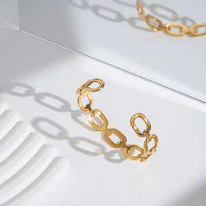 La última cadena de eslabones de joyería de acero inoxidable chapada en oro de 18 quilates, accesorios ajustables, brazalete, pulsera de regalo B242393 - Product Image 4