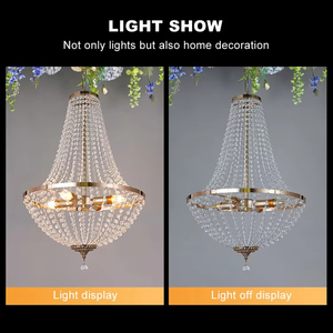 Lustre en cristal de luxe pendentif plafonniers acrylique source de lumière LED décorations de pièce maîtresse de salle d'événements de fête de mariage - Product Image 4