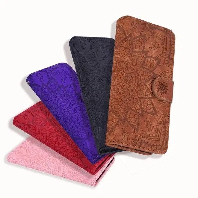 For IPhone X XS 8 7 6 6S Plus 5 5S Mandala Flower Wallet Leather Case Flip Skin Cover For 14 13 12 11 Pro Max XR Case