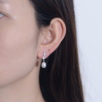 Pendientes de Perlas de Agua Dulce para Mujer, Estilo Vintage Francés, Plata de Ley 925 con Circonitas de Alta Calidad, Chapados en Oro de 18k, Venta al por Mayor