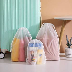 Nueva bolsa de almacenamiento de embalaje de cuerda de tracción translúcida de poliéster <span class=keywords><strong>Cool</strong></span> Frosted Eva Pvc bolsa con cordón - Product Image 2