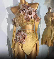 Robe de scène à franges et sequins pour adultes, idéale pour les concours de danse latine, les spectacles de danse florale et les tenues de danse de salon.