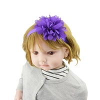 Coiffe élastique en nylon fleur de lotus en mousseline de soie de style européen et américain pour enfants et bébés