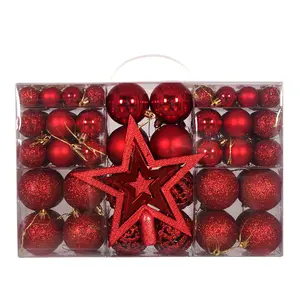 Joyeux Noël 101 pièces en gros décorations en plastique boule de Noël et arbre ornements ensemble étoile boîte-cadeau ornement boule de Noël