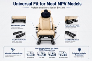 Asiento de Cuero Tipo Capitán para Van con Opciones de Color Personalizadas, Asiento Aero Reclinable Eléctrico para Vito Camper Van y Actualización de MPV - Product Image 5