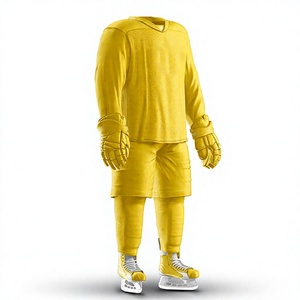 Uniforme de hockey sur glace jaune pour homme LM, impression par sublimation, respirant, 100 % polyester, vêtement de sport, taille adulte, service OEM, broderie - Product Image 2