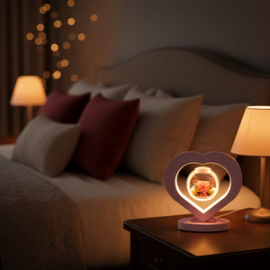 โคมไฟลอยแม่เหล็ก LED ทำมือ ของขวัญวันวาเลนไทน์วันแม่ พร้อมดอกกุหลาบอมตะในแจกันลอยได้ - Product Image 3