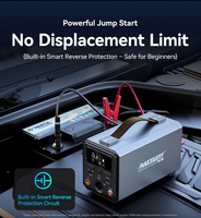 Emergency Tool Kit 1800A Peak Current 65W Car Battery Jump Starter Power Bank Air Pump Tire Inflator Skeleton LED Light Vacuum