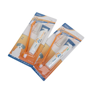 <span class=keywords><strong>MMG</strong></span> Stocked 4 1 Set de Cepillo y Pasta de Dientes para Perros, Cepillo de Doble Cara, Aroma a Carne/Vainilla, Embalaje en Blíster de Plástico/PP para Perros Pequeños - Product Image 1