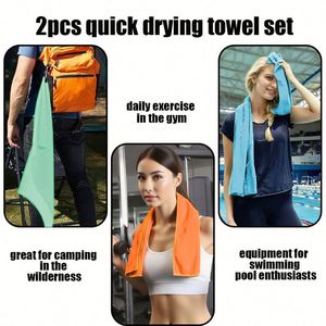 Serviette de sport rectangulaire unie en polyester et nylon à séchage rapide pour adulte, serviette de sport en microfibre, ensemble de serviettes de bain - Product Image 5