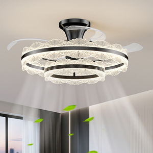 Ventilador de techo LED Dongbao con luz de cristal, estilo nórdico, espectro completo, ventilador integrado con luz para sala de estar, dormitorio, villa - Product Image 2