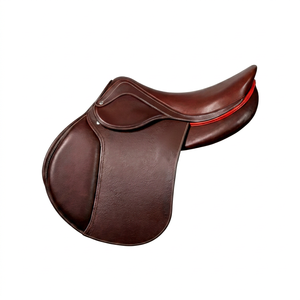 Selle d'obstacle en cuir marron personnalisée avec arceau en bois pour l'entraînement et la compétition, style western, quincaillerie en laiton - Product Image 1