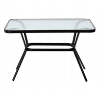 Conjunto de Muebles de Exterior de Patio con Estructura Metálica Moderna de Primera Calidad, Mesa de Vidrio con Diseño de Grano de Agua y Orificio para Sombrilla