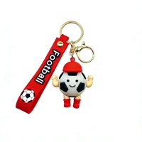 ODM-Hersteller Großhandel 3D PVC Cartoon Fußball-Figur Schlüsselanhänger Siebdruck für Sportfan-Souvenir