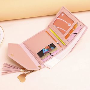 Portefeuille et étui en cuir PU, porte-cartes gravés sur mesure avec pompons, mini-sacs à main portables pour femmes - Product Image 2