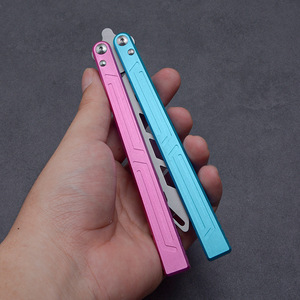 New Design 6061 Aluminum Steel Blade Push Button DIY <strong>Trainer</strong> <strong>Butterfly</strong> Practice Tool OEM Balisong Pocket <strong>Knife</strong> - Product Image 2